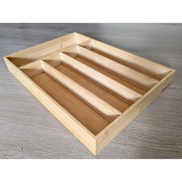 Bamboo Kitchen Utensils Tray Multi Grid Organizer Home Decor Jewelry Box - Picture 8 of 13
